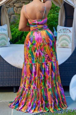 Tie Dye Bohemia Ruffle Maxi Dress -Clothing Outlet Store C22060705 YE 3 633853f0 6eb2 49a3 a5d3 78ef081ebfb2