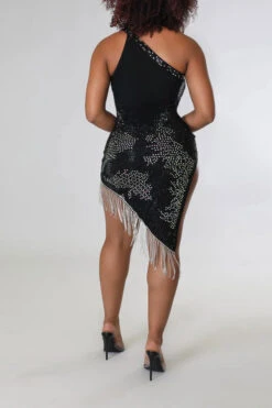 Rhinestone Pretty Tassel Mini Dress -Clothing Outlet Store C22060716 BK 4 a47c4fc7 26f1 4cec 855b 4a9a6495c415