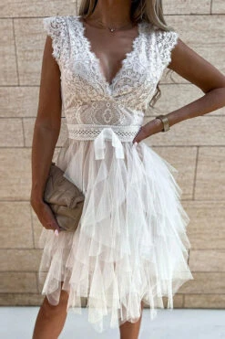 Lace Girly Ruffle Mini Dress