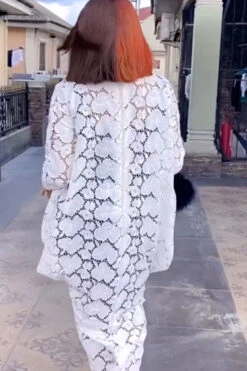 Lace Unique See-Through Maxi Dress -Clothing Outlet Store C22061305 WH 3