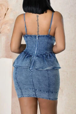 Denim Rocking Ruffle Mini Dress -Clothing Outlet Store C22061312 BL 4 dd2d0e27 bc1e 4796 9497 1b35b980871a