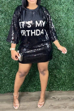 Sequined On-trend Mini Dress -Clothing Outlet Store C22061321 BK 1 2bfc69ed 3cbe 4a23 9462 935bb6e9b953