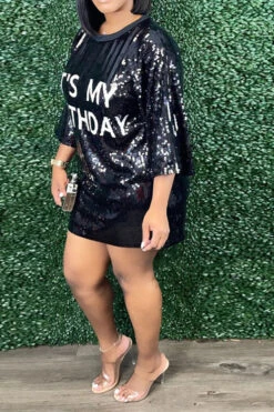 Sequined On-trend Mini Dress -Clothing Outlet Store C22061321 BK 2 f48df824 30e7 48a8 9e9e 7d8fe64501a9