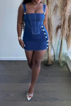 Denim Boyish Single Breasted Dress Suit