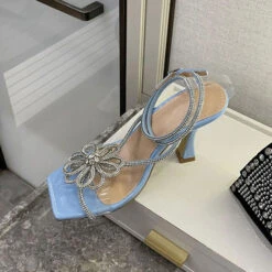 Rhinestone Feminine Transparent Strap Strappy Heels -Clothing Outlet Store C22062315 BL 2