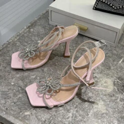 Rhinestone Feminine Transparent Strap Strappy Heels -Clothing Outlet Store C22062315 PI 2