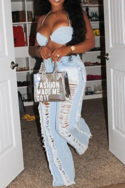 Denim Modern Cutout Pant Suit 7 Denim Modern Cutout Pant Suit -Clothing Outlet Store C22063034 BL 4 f876f6b3 c62f 4902 8b4a 902715eebaaa