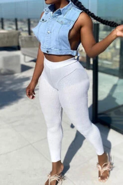 Denim Boyish Single Breasted Coat -Clothing Outlet Store C22070671 BL 4 d5107b4a 0f3e 4c27 b074 c28e053cda06