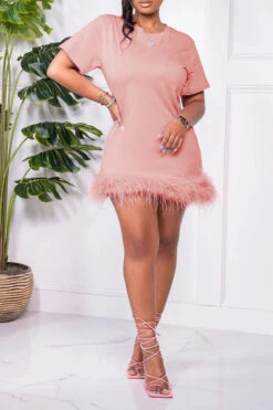 Solid Color Casual Fluffy Mini Dress -Clothing Outlet Store C22072051 PI 1 55631bbc 5249 4afb 96dc 037b098bfbf9