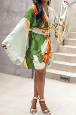 Graphic Print Retro Mini Dress (With Belt) 6 Graphic Print Retro Mini Dress (With Belt) -Clothing Outlet Store C22080422 GR 1 cc7a16ff 3e85 4a63 aa1b 1678944f85bc