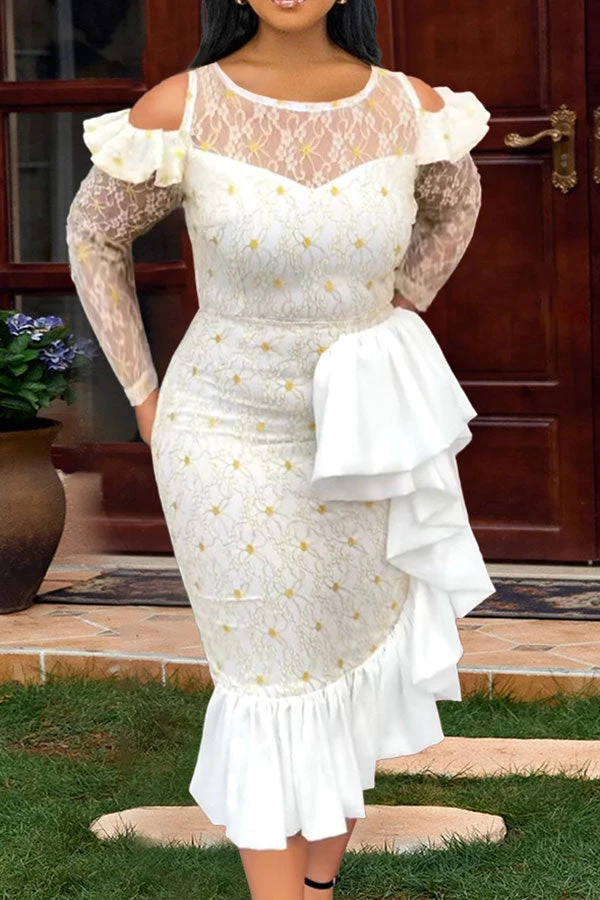 Lace Romantic Ruffle Midi Dress 1 Lace Romantic Ruffle Midi Dress