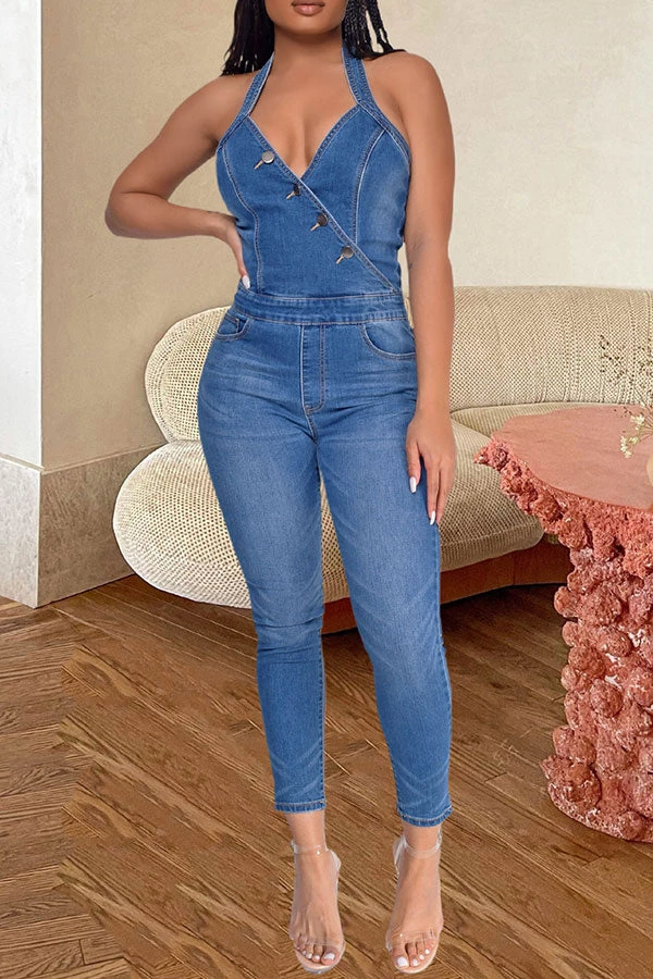 Denim On-trend Backless Jumpsuit 1 Denim On-trend Backless Jumpsuit