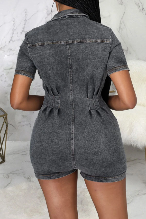 Denim Cool Zip Through Romper 2 Denim Cool Zip Through Romper - Image 2