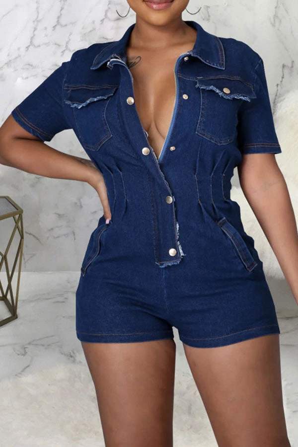 Denim Cool Zip Through Romper 5 Denim Cool Zip Through Romper - Image 5