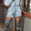 Denim Cool Single Breasted Romper (With Belt)