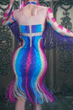 Gradient Unusual Tassel Midi Dress -Clothing Outlet Store C22081962 RT 3 7757af30 067d 46ea 9c3e 3f5695ff2c3c