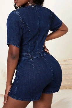 Solid Color Sporty Bowknot Romper -Clothing Outlet Store C22090510 BL 3