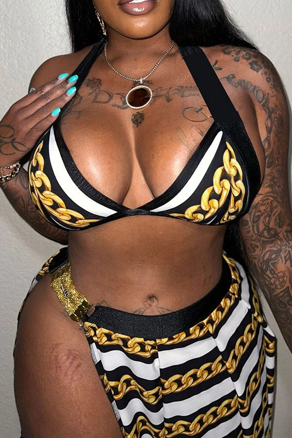 Chain Print Modern High Slipt Three Pieces 4 Chain Print Modern High Slipt Three Pieces - Image 4