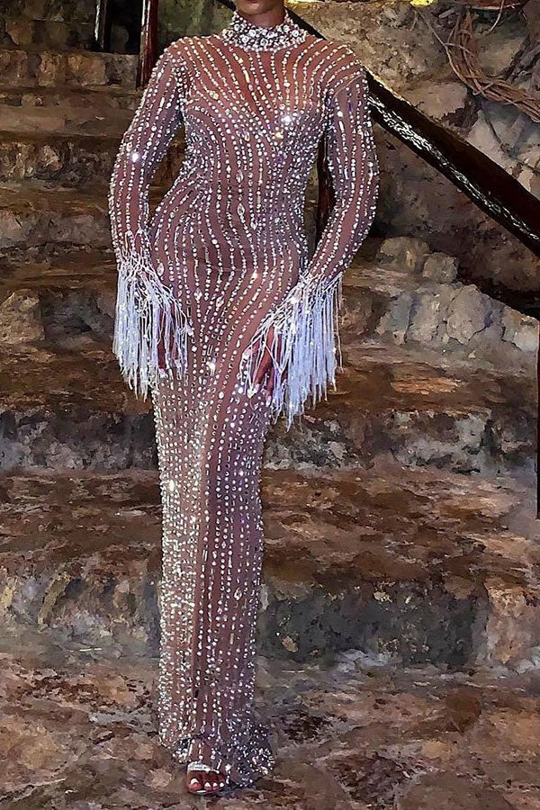 Rhinestone Party Backless Maxi Dress 2 Rhinestone Party Backless Maxi Dress - Image 2