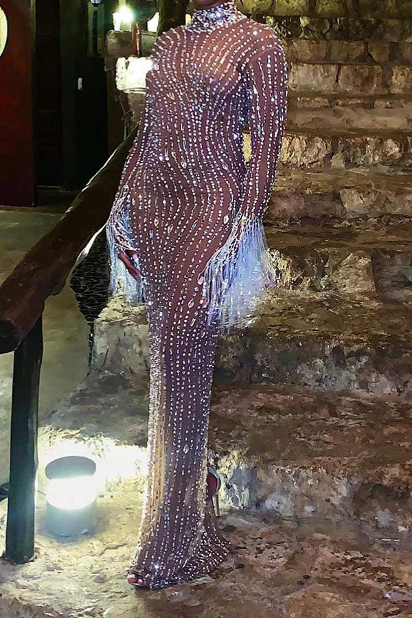 Rhinestone Party Backless Maxi Dress 3 Rhinestone Party Backless Maxi Dress - Image 3