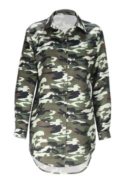 Camouflage Rocking Single Breasted Mini Dress -Clothing Outlet Store C22091538 CF 3