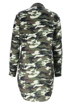 Camouflage Rocking Single Breasted Mini Dress -Clothing Outlet Store C22091538 CF 5