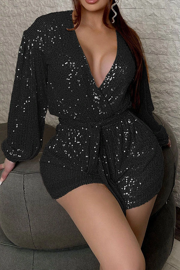 Sequined Smart Lace-Up Romper 6 Sequined Smart Lace-Up Romper - Image 6