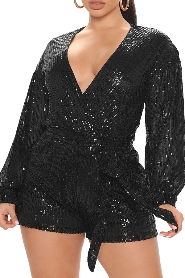 Sequined Smart Lace-Up Romper 9 Sequined Smart Lace-Up Romper - Image 9