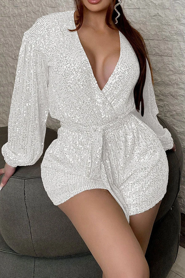 Sequined Smart Lace-Up Romper 15 Sequined Smart Lace-Up Romper - Image 15