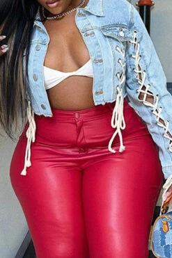 Blue Smart Strappy Denim Coat