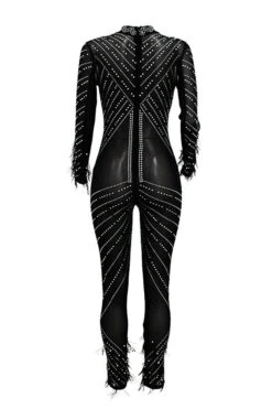 Rhinestone Party See-Through Jumpsuit -Clothing Outlet Store C22092358 BK 6