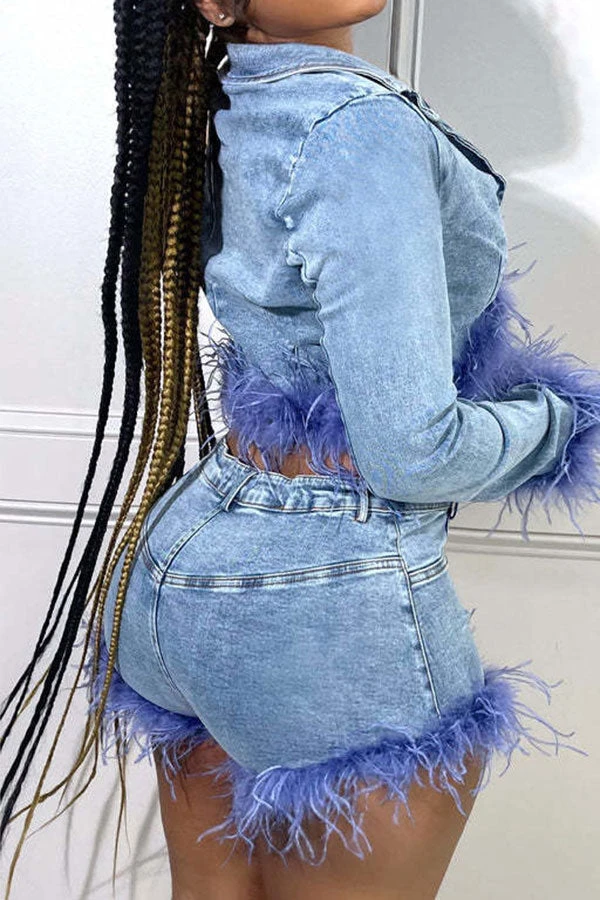 Blue Denim Cool Fluffy Pant Suit 5 Blue Denim Cool Fluffy Pant Suit - Image 5