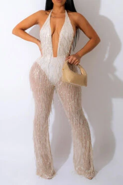 Sequined Glamorous Backless Jumpsuit
