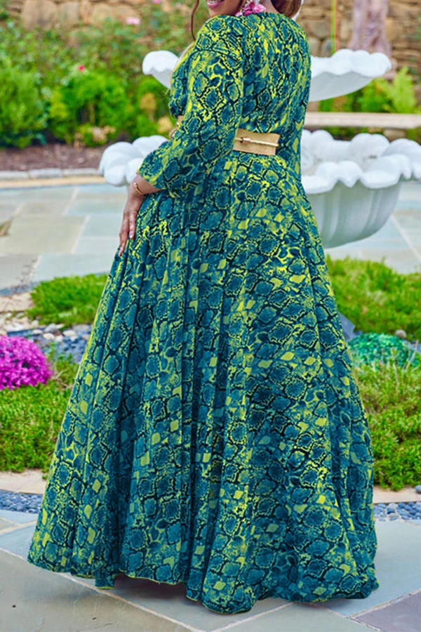 Snake Print Retro Maxi Dress With Belt 5 Snake Print Retro Maxi Dress With Belt - Image 5