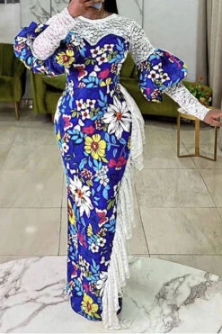 Floral Print Romantic Ruffle Maxi Dress