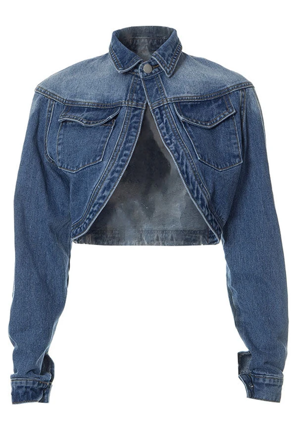 Solid Color Smart Denim Coat 7 Solid Color Smart Denim Coat - Image 7