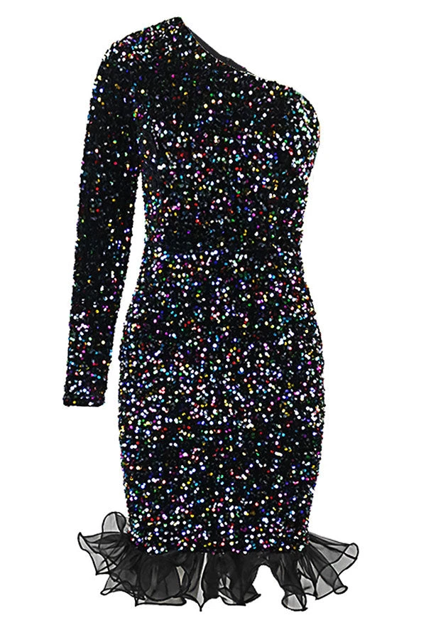 Sequined Striking Ruffle Mini Dress 2 Sequined Striking Ruffle Mini Dress - Image 2