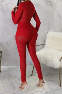 Solid Color Smart See-Through Jumpsuit 32 Solid Color Smart See-Through Jumpsuit -Clothing Outlet Store C22111521 RE 3