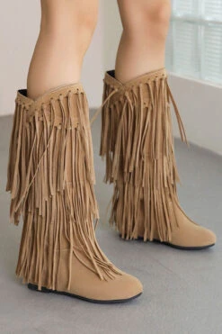Solid Color Boho Tassel Boots -Clothing Outlet Store C22111544 AP 1