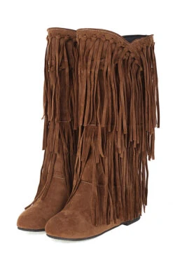 Solid Color Boho Tassel Boots -Clothing Outlet Store C22111544 YE 1