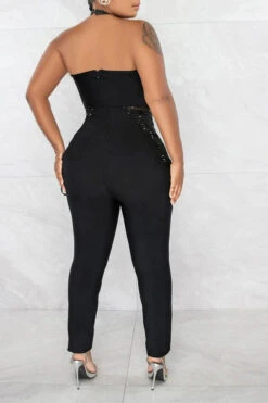Rhinestone On-trend Strappy Jumpsuit -Clothing Outlet Store C22121321 BK 3