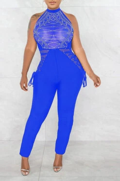 Rhinestone On-trend Strappy Jumpsuit -Clothing Outlet Store C22121321 BL 2