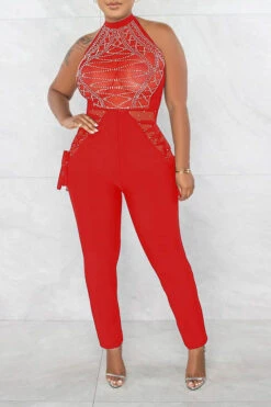 Rhinestone On-trend Strappy Jumpsuit -Clothing Outlet Store C22121321 RE 1