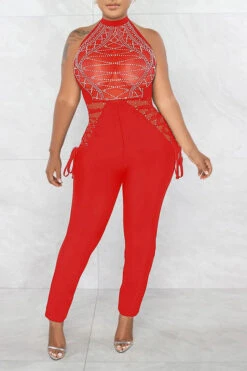 Rhinestone On-trend Strappy Jumpsuit -Clothing Outlet Store C22121321 RE 2