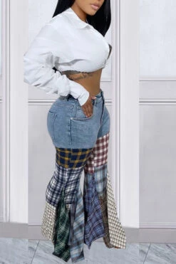 Houndstooth Cool Ruffle Pants -Clothing Outlet Store C22121356 LB 3