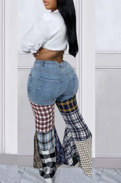 Houndstooth Cool Ruffle Pants -Clothing Outlet Store C22121356 LB 5