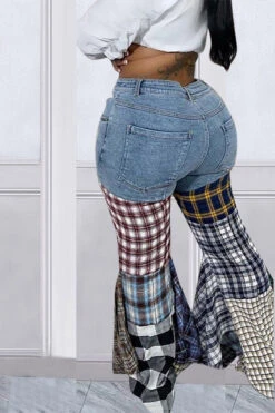 Houndstooth Cool Ruffle Pants -Clothing Outlet Store C22121356 LB 6