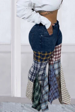 Houndstooth Cool Ruffle Pants -Clothing Outlet Store C22121356 NB 2