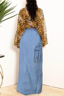 Solid Color Modern High Split Skirt 8 Solid Color Modern High Split Skirt -Clothing Outlet Store C22122765 BL 3