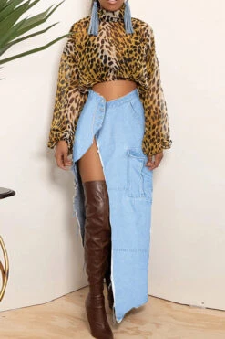 Solid Color Modern High Split Skirt 9 Solid Color Modern High Split Skirt -Clothing Outlet Store C22122765 LB 1